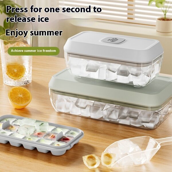 32 Grid Silicone Ice Cube Tray Mould With Lid Shovel Storage - Image 5