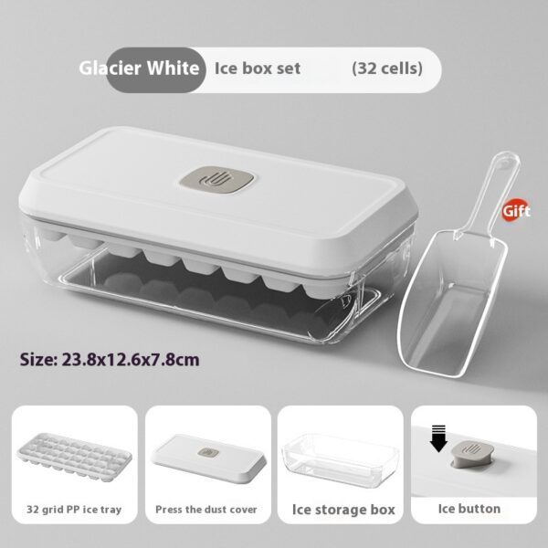 32 Grid Silicone Ice Cube Tray Mould With Lid Shovel Storage - Image 3
